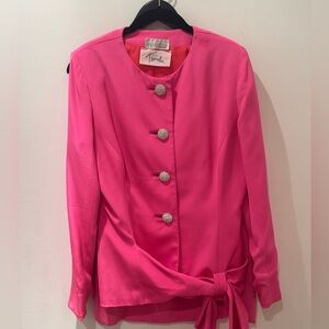 VINTAGE Travilla Pink suit w. Bow detail. Made in Italy. Nordstrom couture.